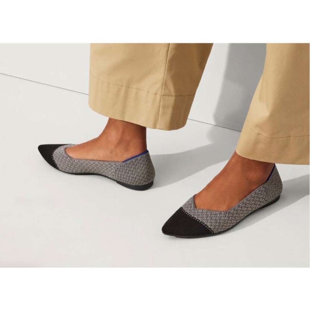Rothy’s The Point Cream Herringbone Ballet Flats